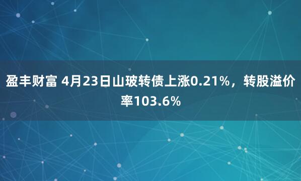 盈丰财富 4月23日山玻转债上涨0.21%，转股溢价率103.6%