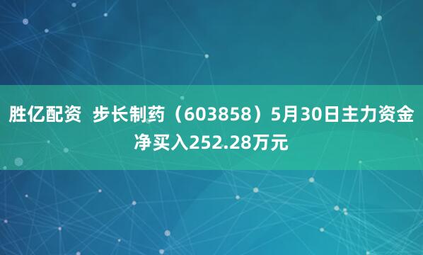 胜亿配资  步长制药（603858）5月30日主力资金净买入252.28万元