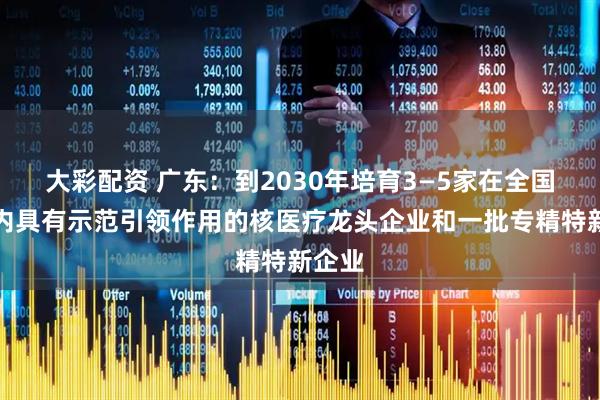 大彩配资 广东：到2030年培育3—5家在全国范围内具有示范引领作用的核医疗龙头企业和一批专精特新企业