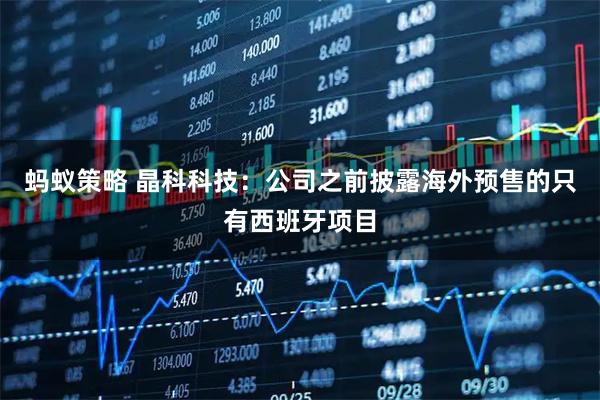 蚂蚁策略 晶科科技：公司之前披露海外预售的只有西班牙项目